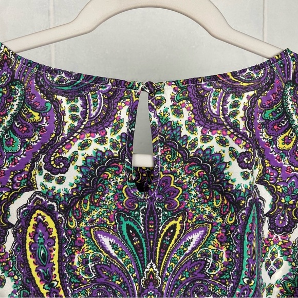 J. Crew Women's Pullover Long Sleeve Blouse‎ Puff Sleeves SMALL Purple Paisley - Picture 6 of 9